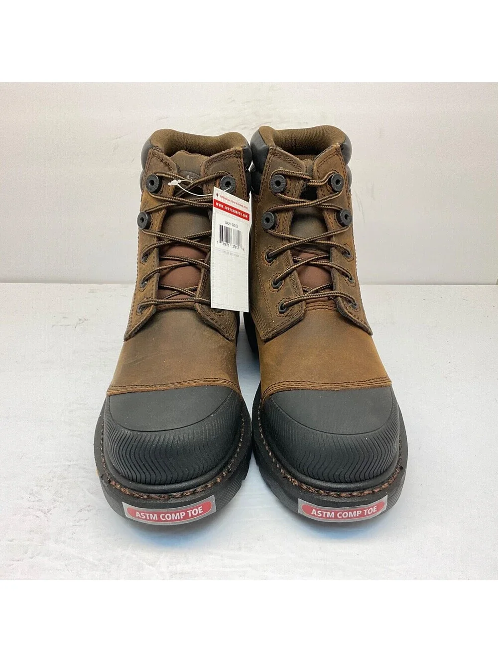 Justin Men's 6” Warhawk Waterproof Nano Comp. Toe Work Boots Whiskey Size 7D